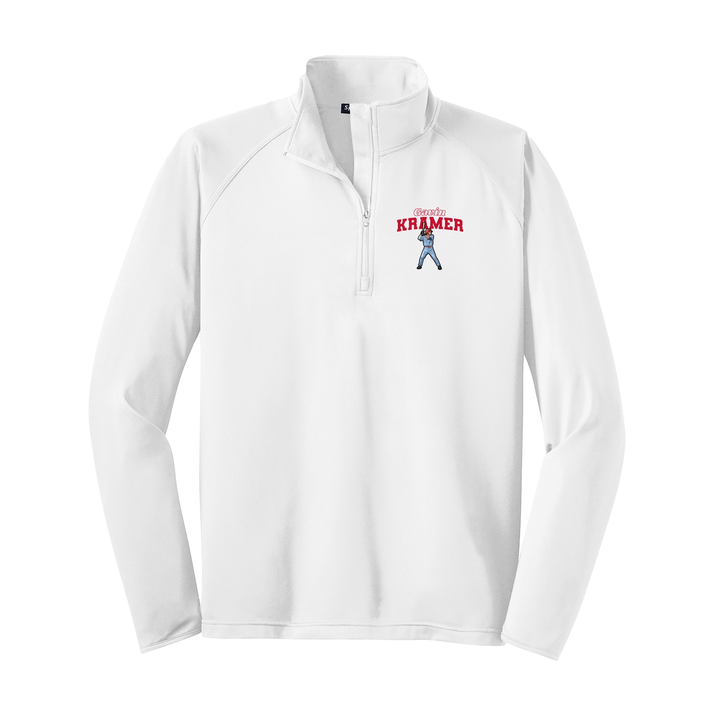 Q-Zip Pullover — Name Arch in White
