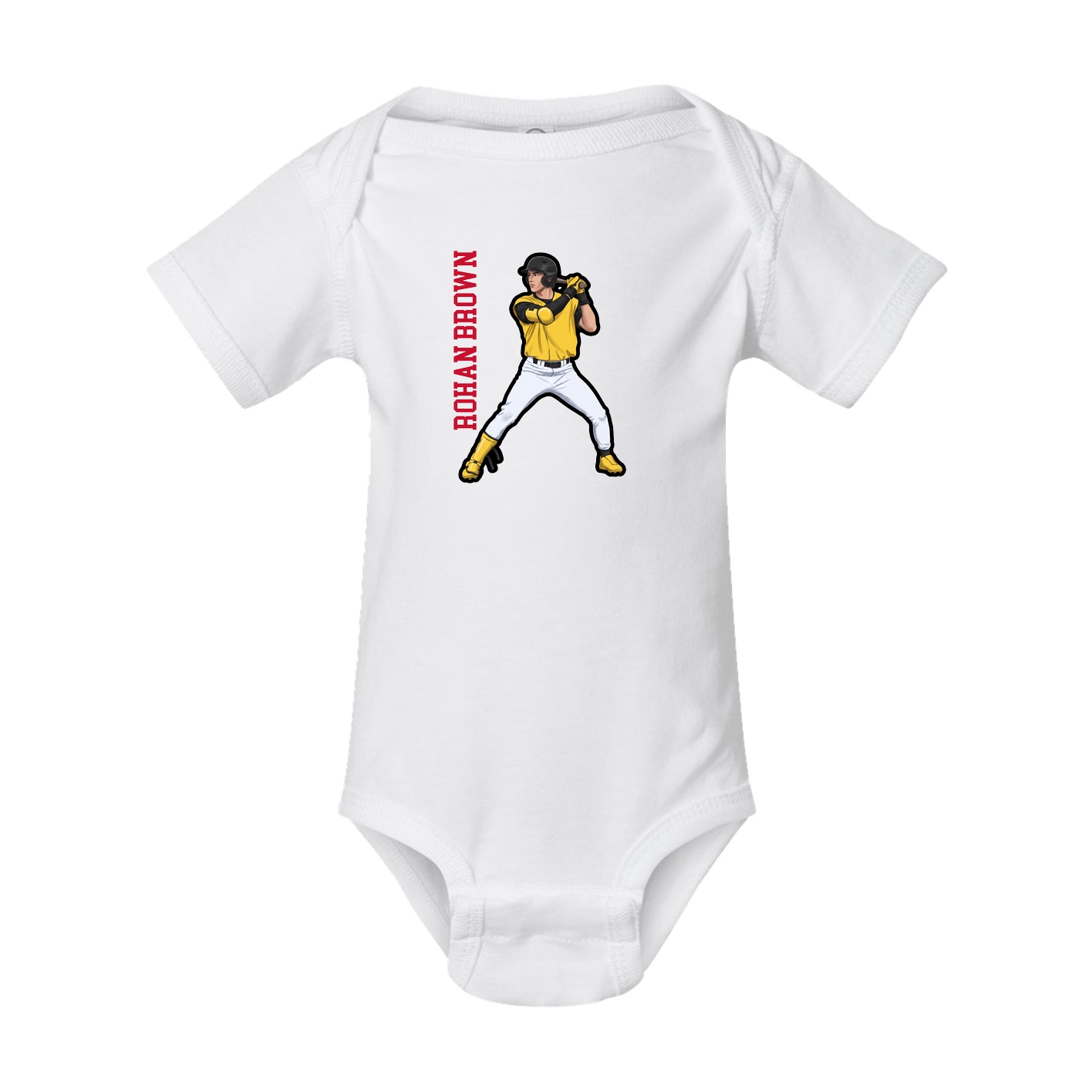 Baby Onesie — Name Vertical in White