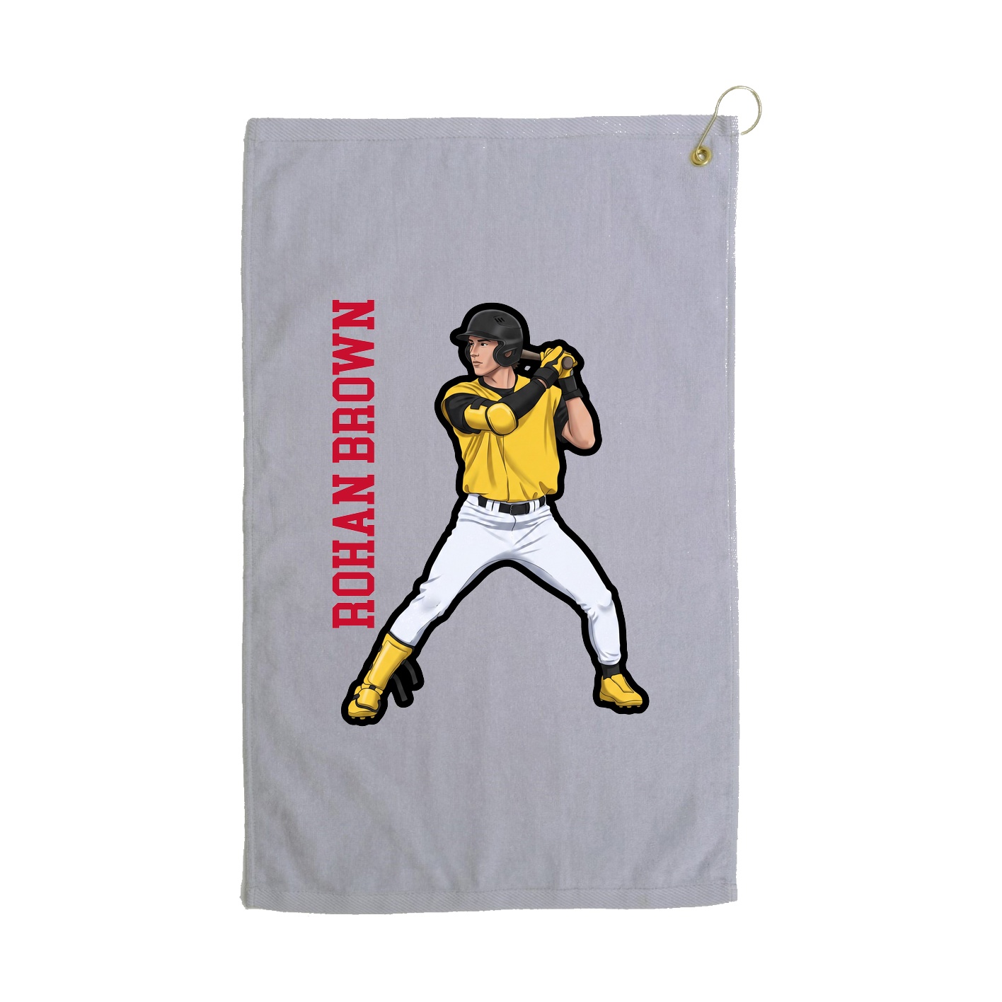 Golf Towel — Name Vertical in Grey