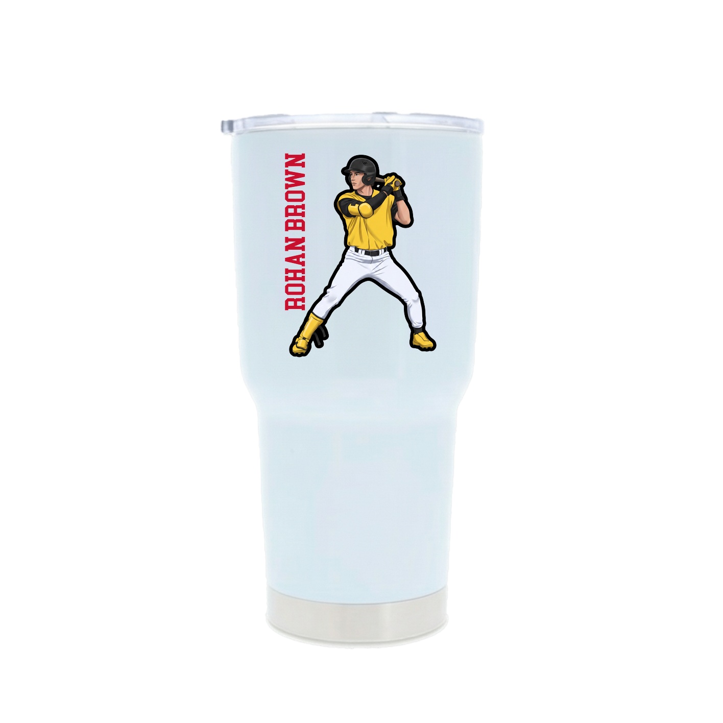 30oz Stainless Steel Tumbler — Name Vertical in White