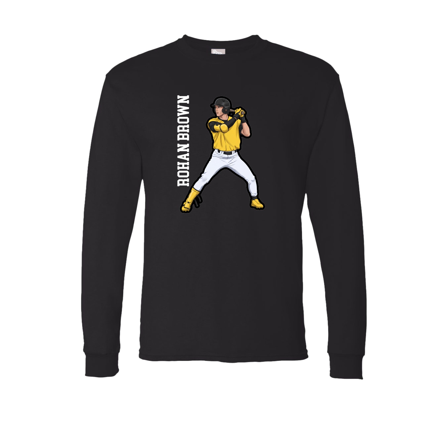 Long Sleeve Tee — Name Vertical in Black