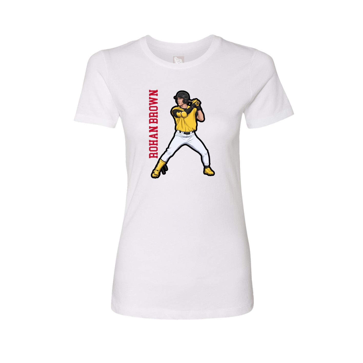 Fitted Women's Tee — Name Vertical in White