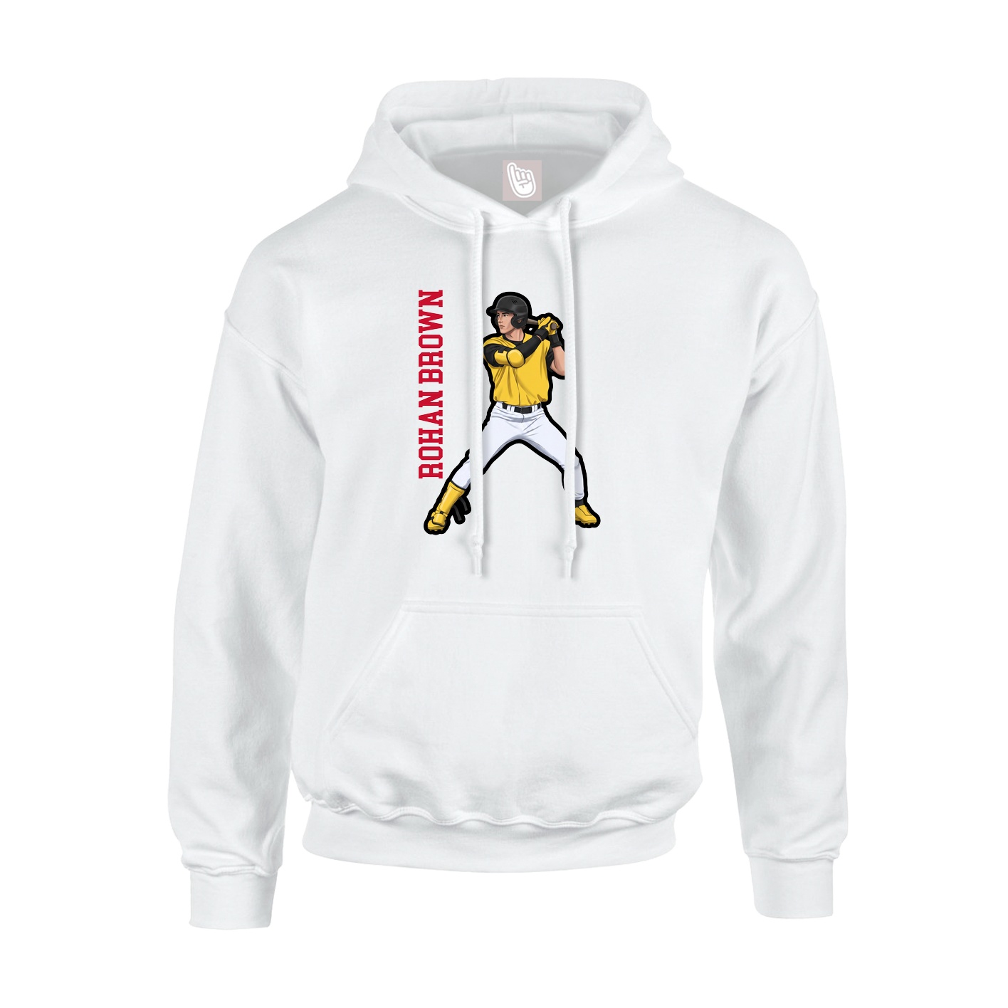 Youth Hoodie — Name Vertical in White