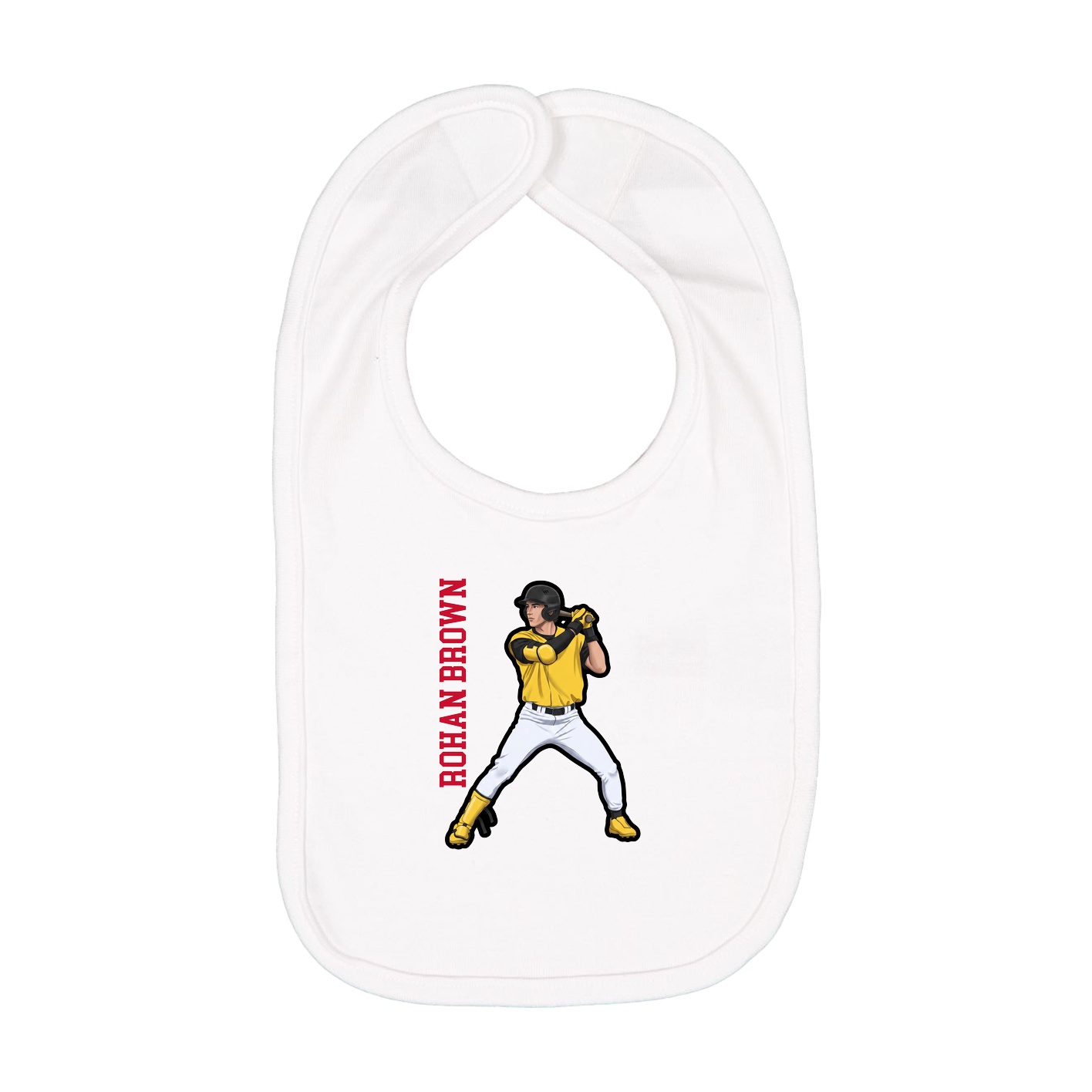 Infant Bib — Name Vertical in White