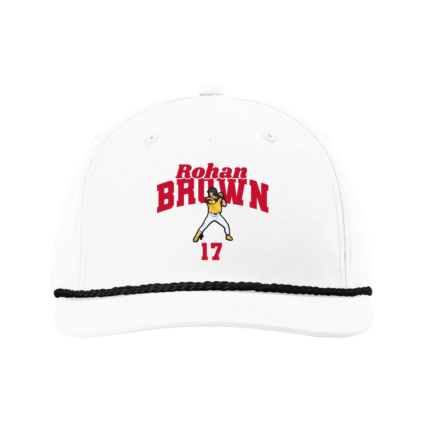 Five-Panel Classic Rope Cap — Signature Arch in White