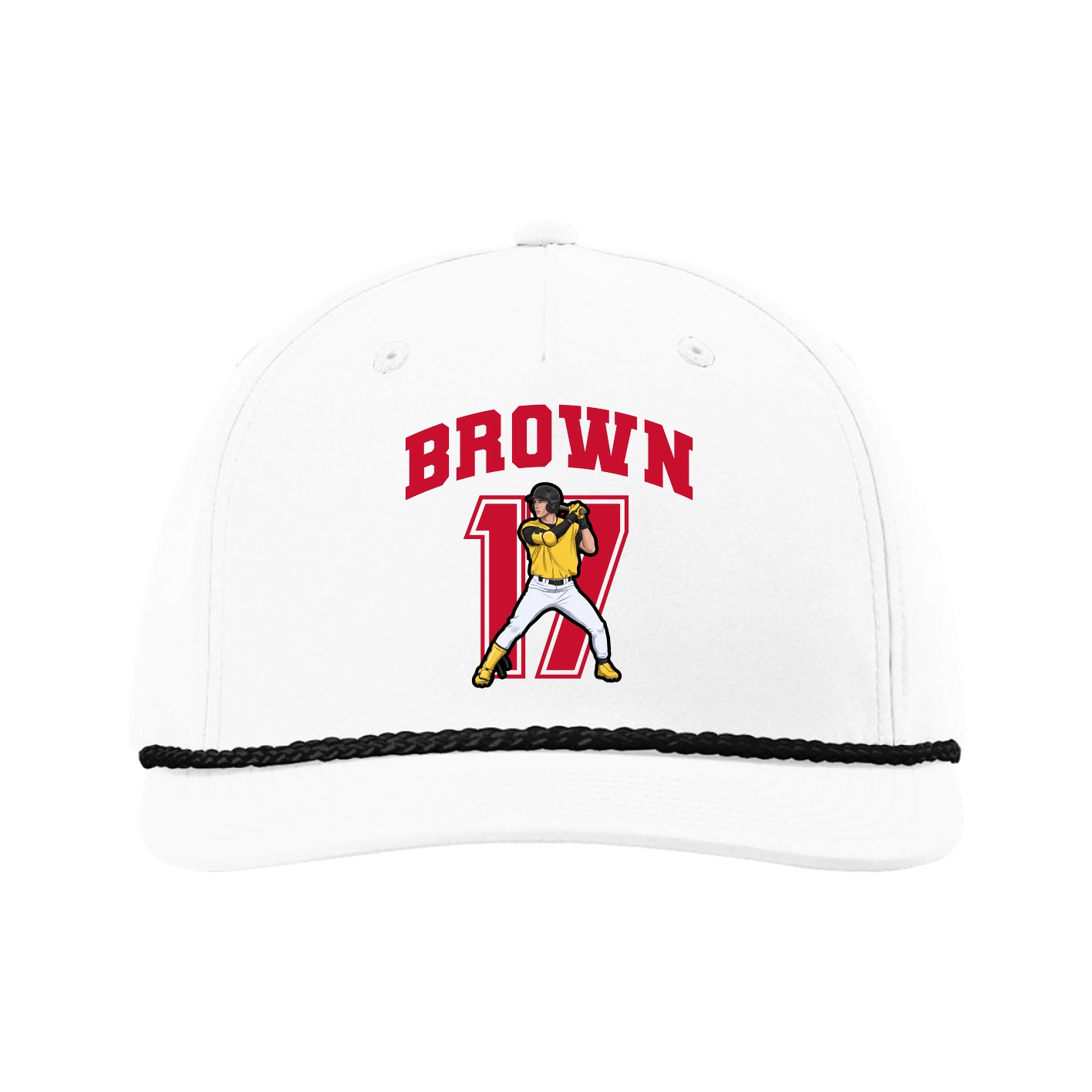 Five-Panel Classic Rope Cap — Number in White