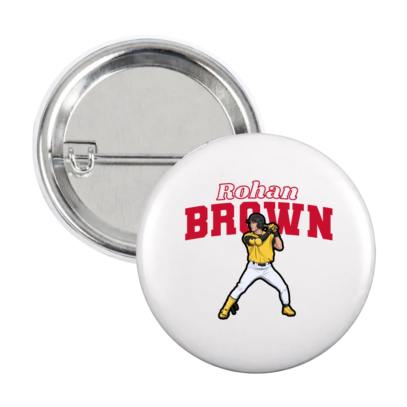 Game Day Button — Name Arch in White