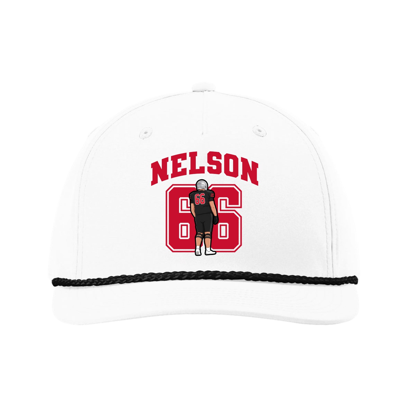 Five-Panel Classic Rope Cap — Number in White