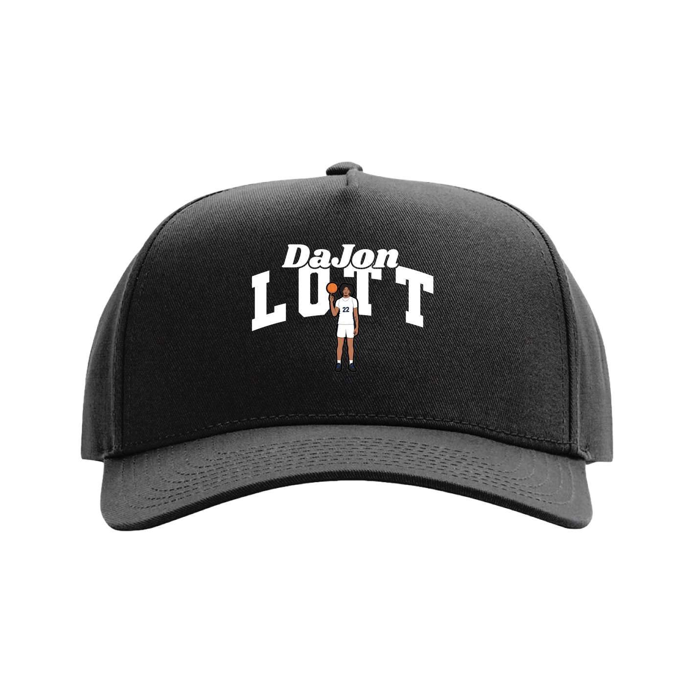 Full Fabric Five-Panel Champ Cap — Signature Arch in Black