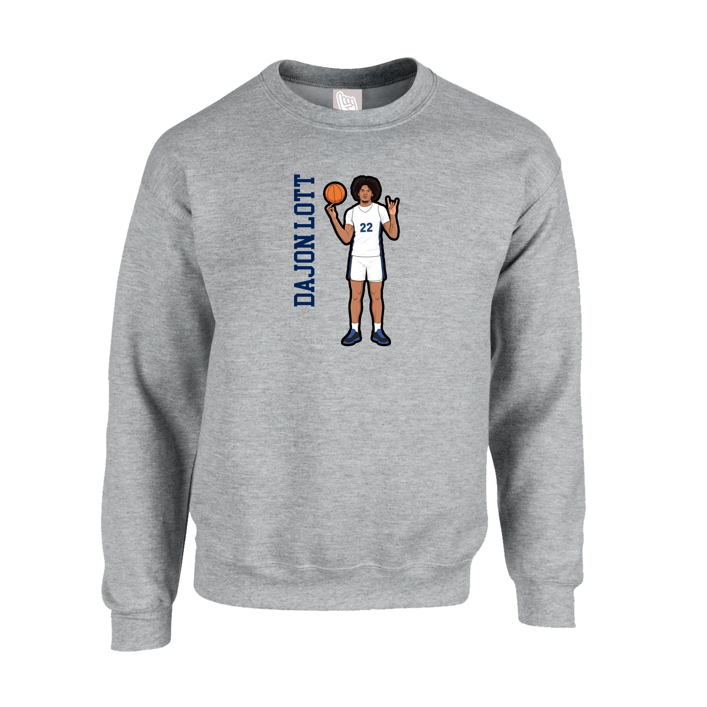 Fleece Crew — Name Vertical in Grey