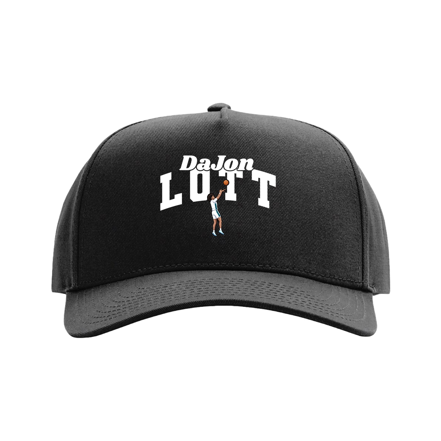 Full Fabric Five-Panel Champ Cap — Signature Arch in Black