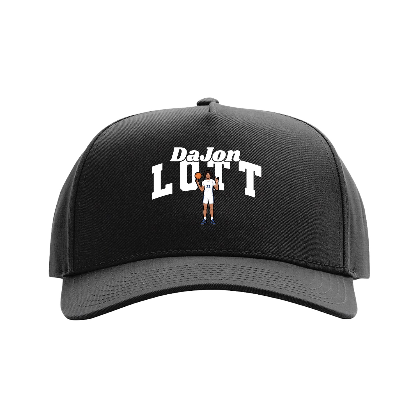 Full Fabric Five-Panel Champ Cap — Signature Arch in Black