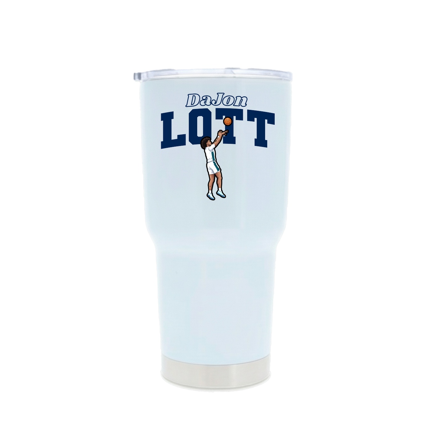 30oz Stainless Steel Tumbler — Name Arch in White