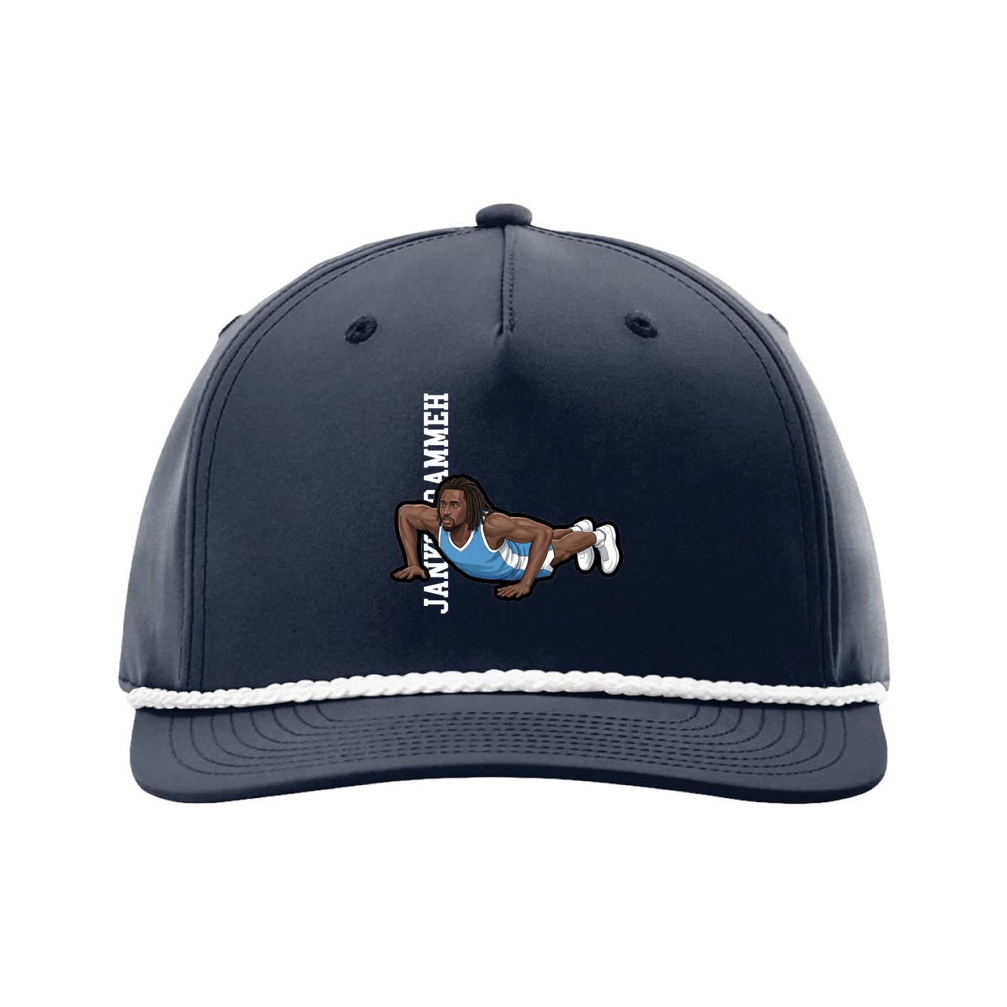 Five-Panel Classic Rope Cap — Name Vertical in Navy