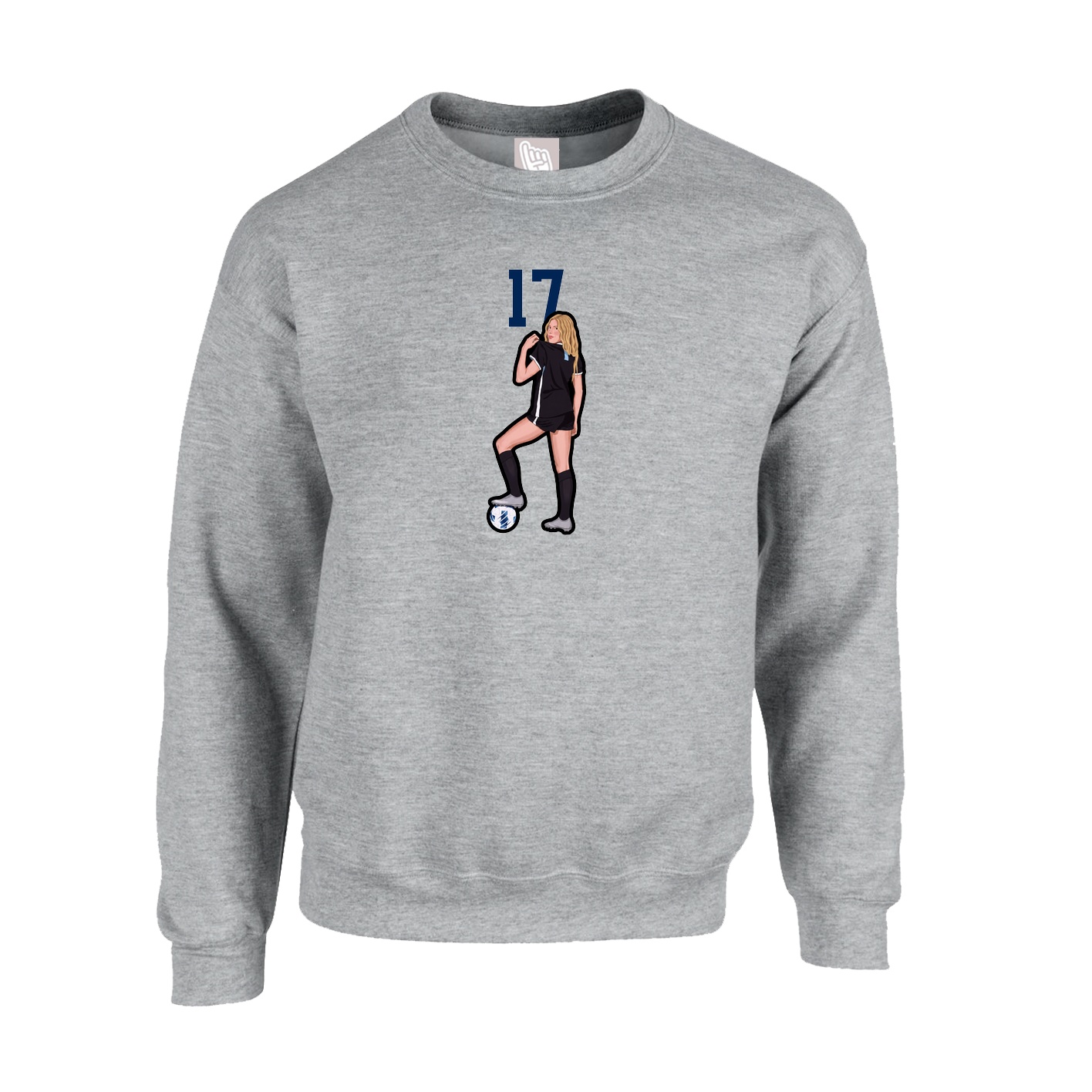 Fleece Crew — Number Top in Grey