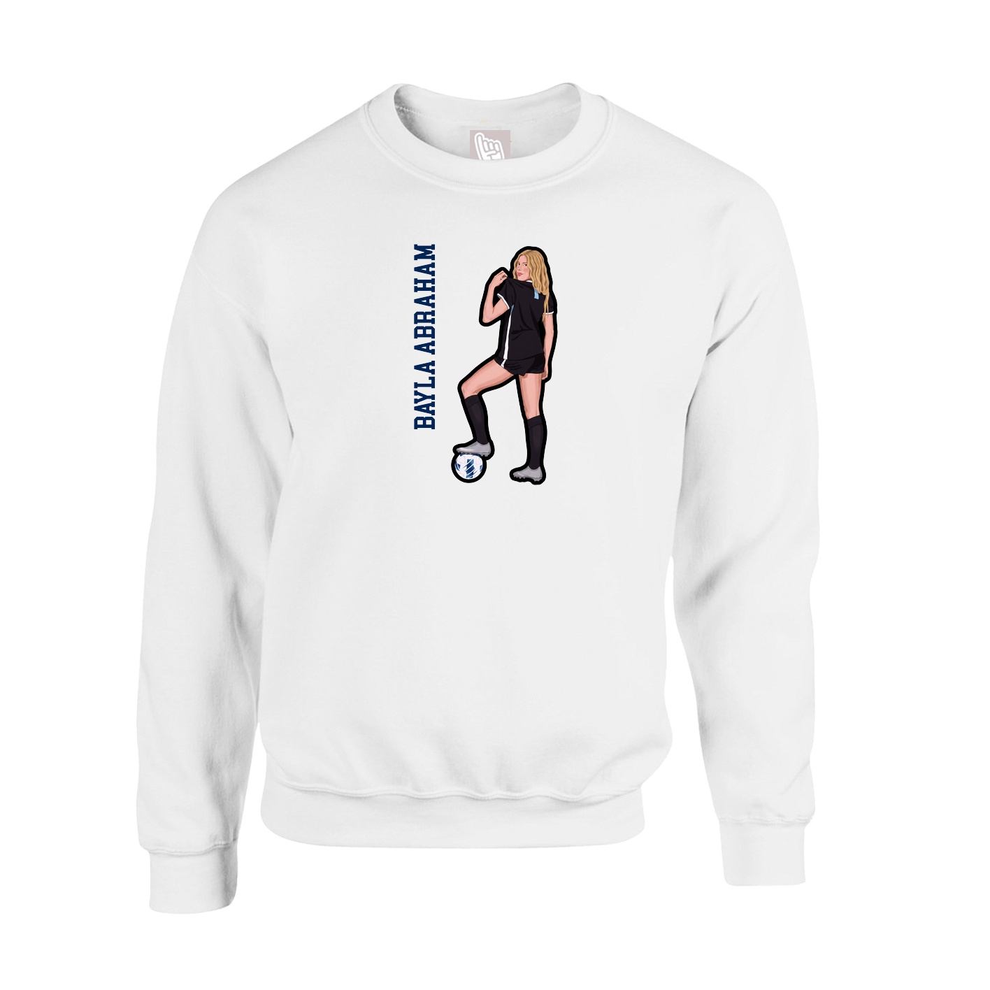 Fleece Crew — Name Vertical in White