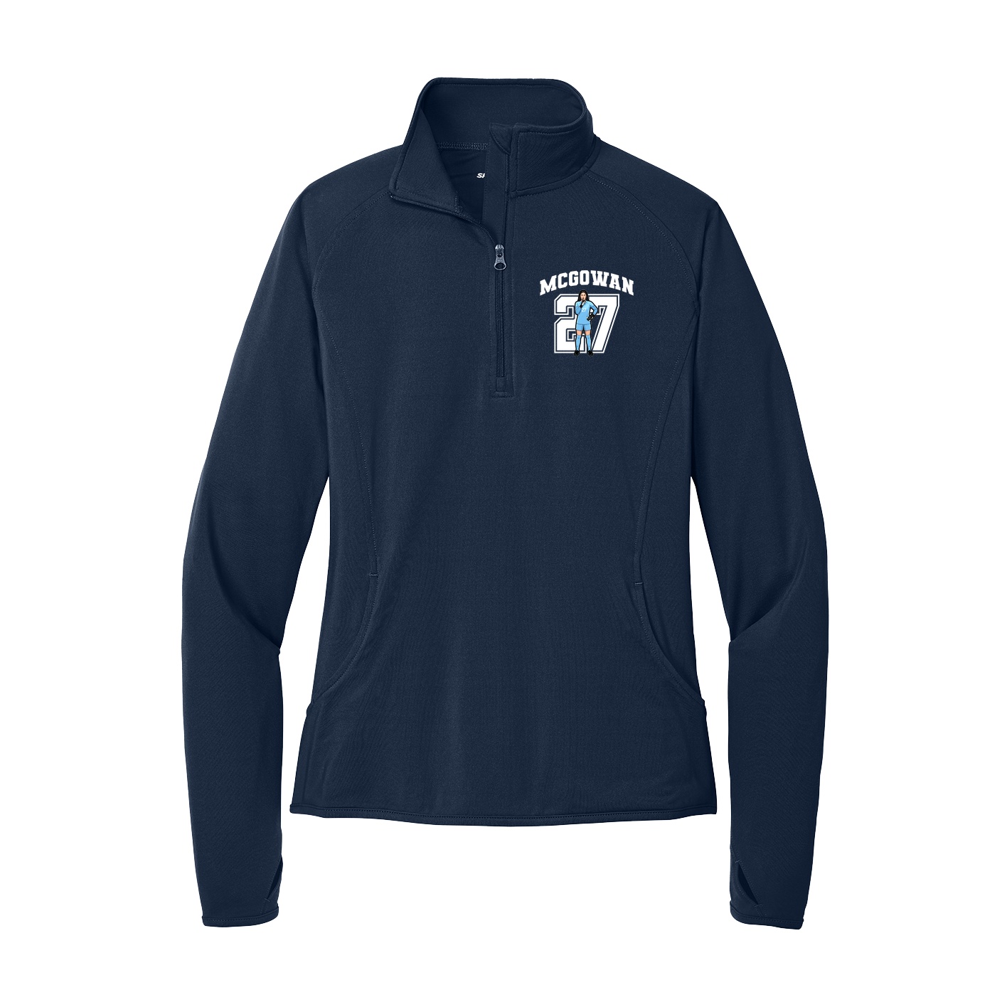 Women's Q-Zip Pullover — Number in Navy