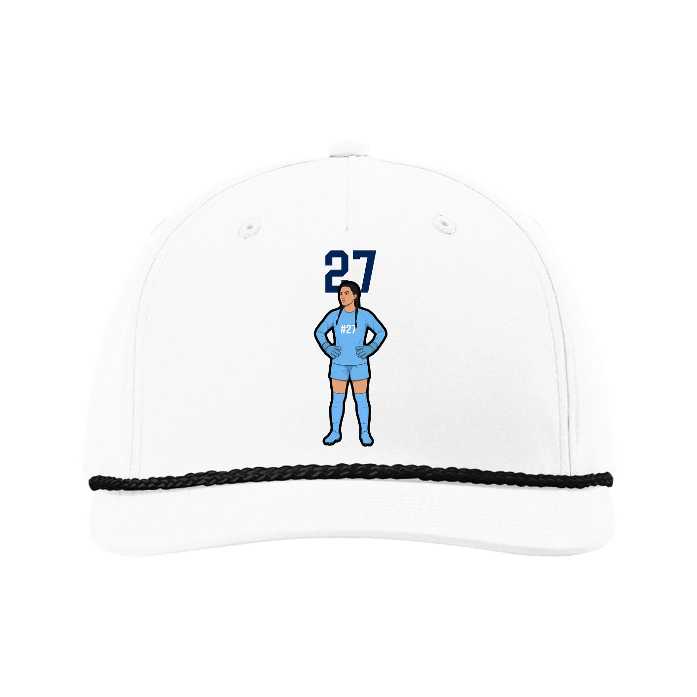 Five-Panel Classic Rope Cap — Number Top in White