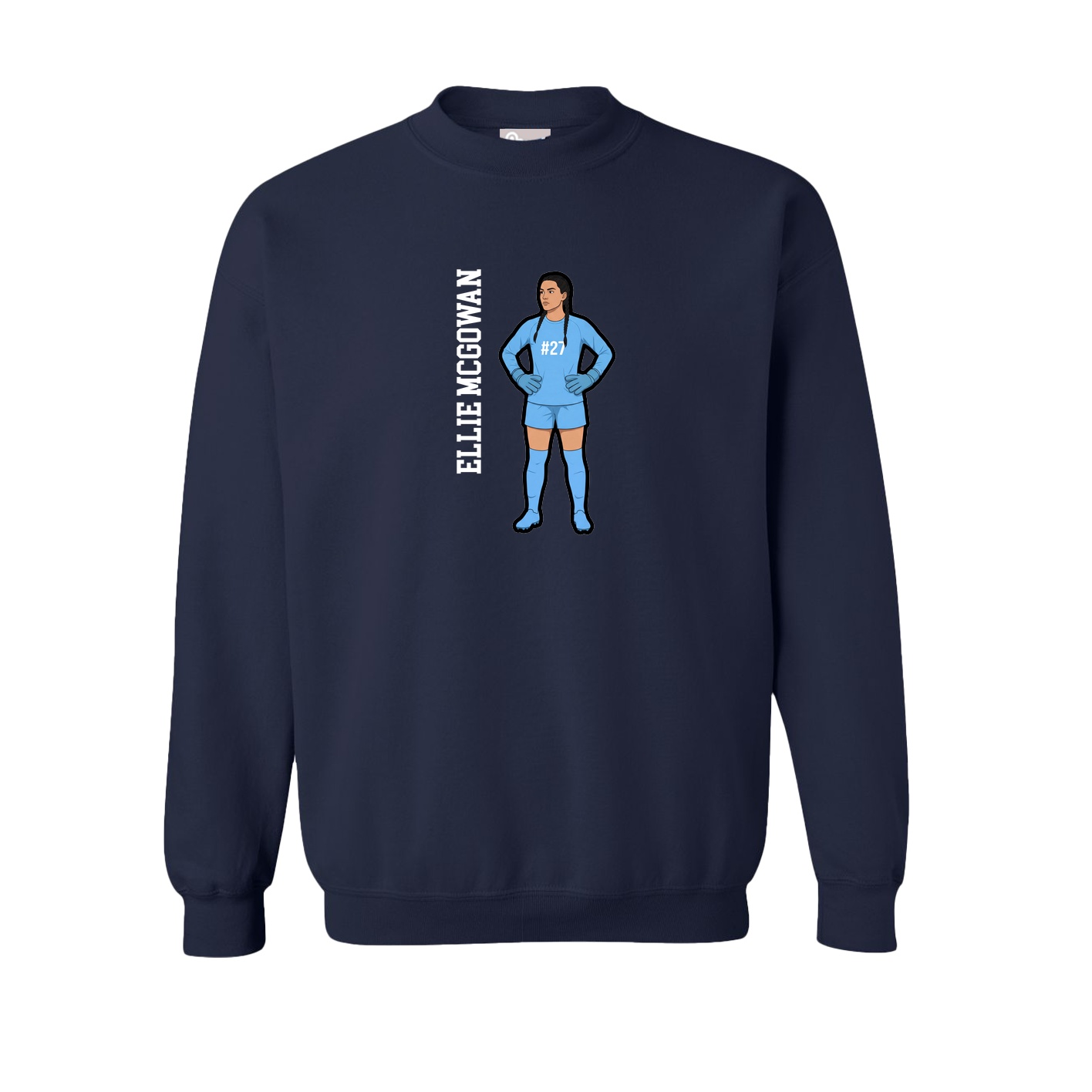 Fleece Crew — Name Vertical in Navy