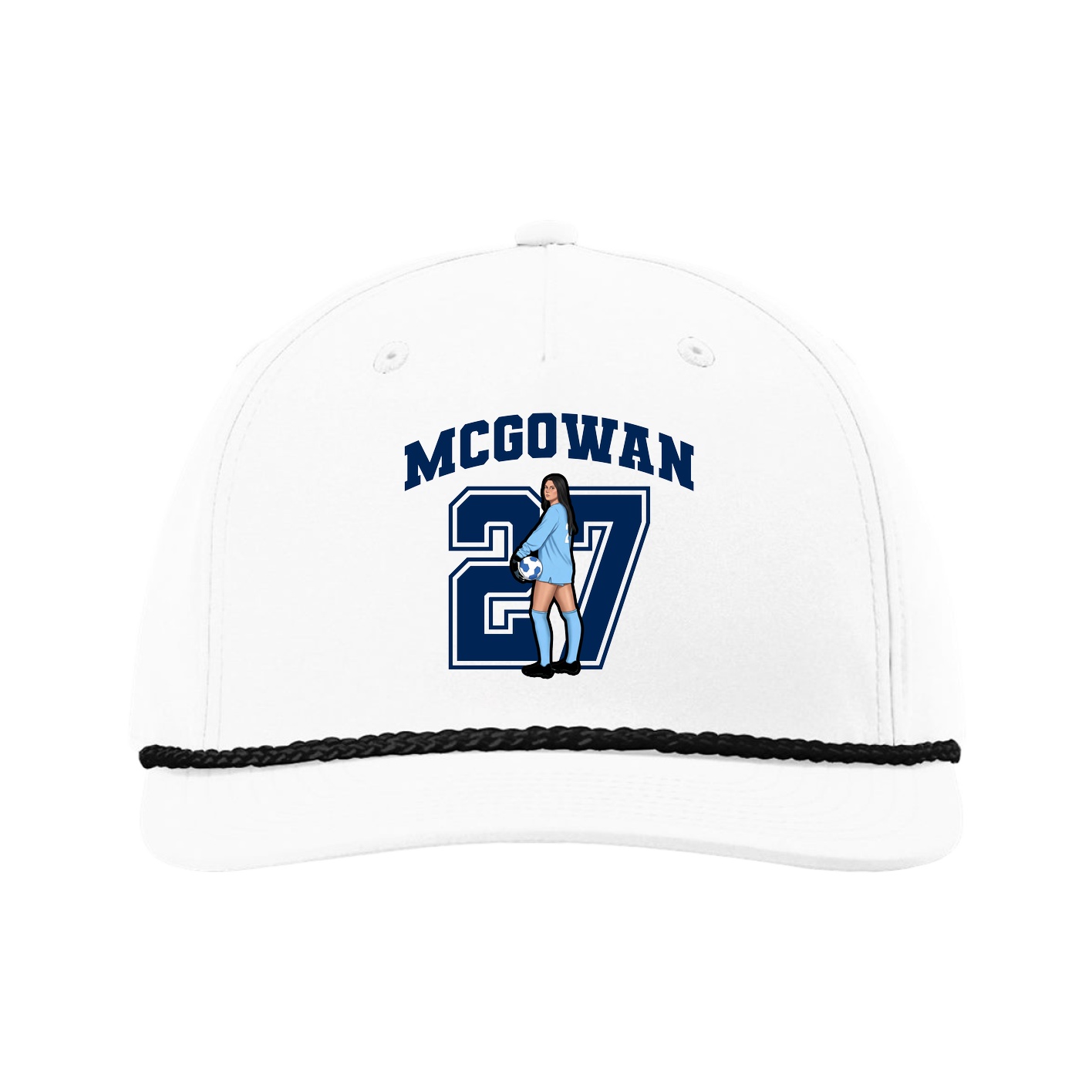 Five-Panel Classic Rope Cap — Number in White
