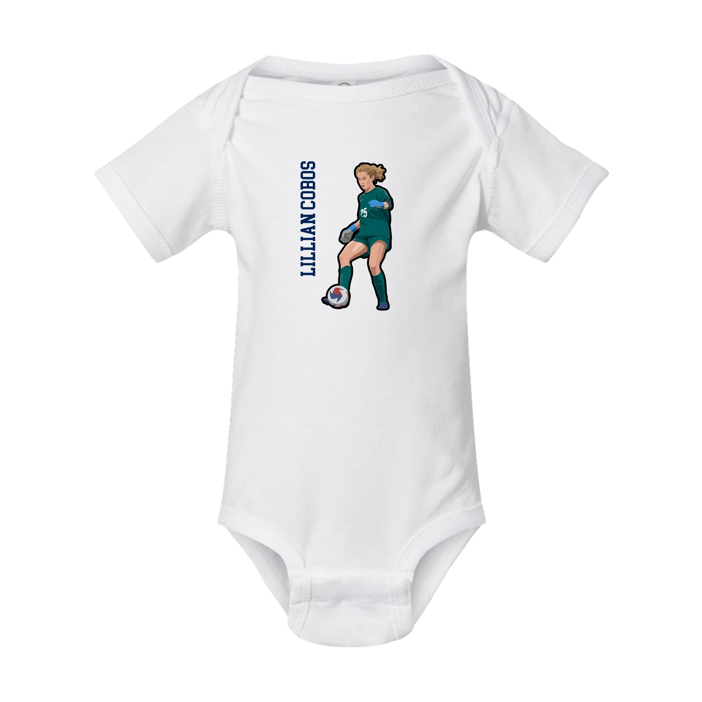 Baby Onesie — Name Vertical in White