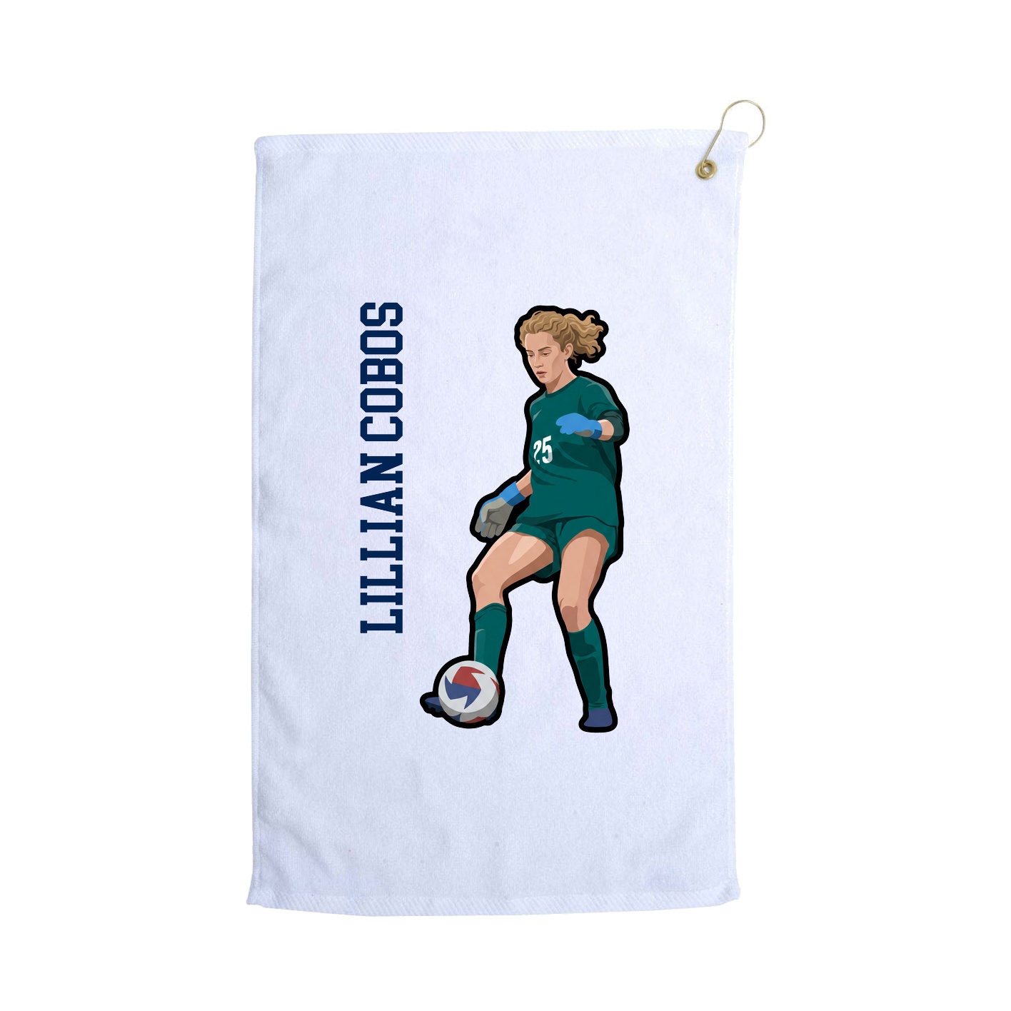 Golf Towel — Name Vertical in White