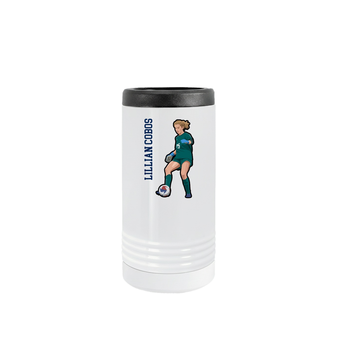 Slim Beverage Holder — Name Vertical in White