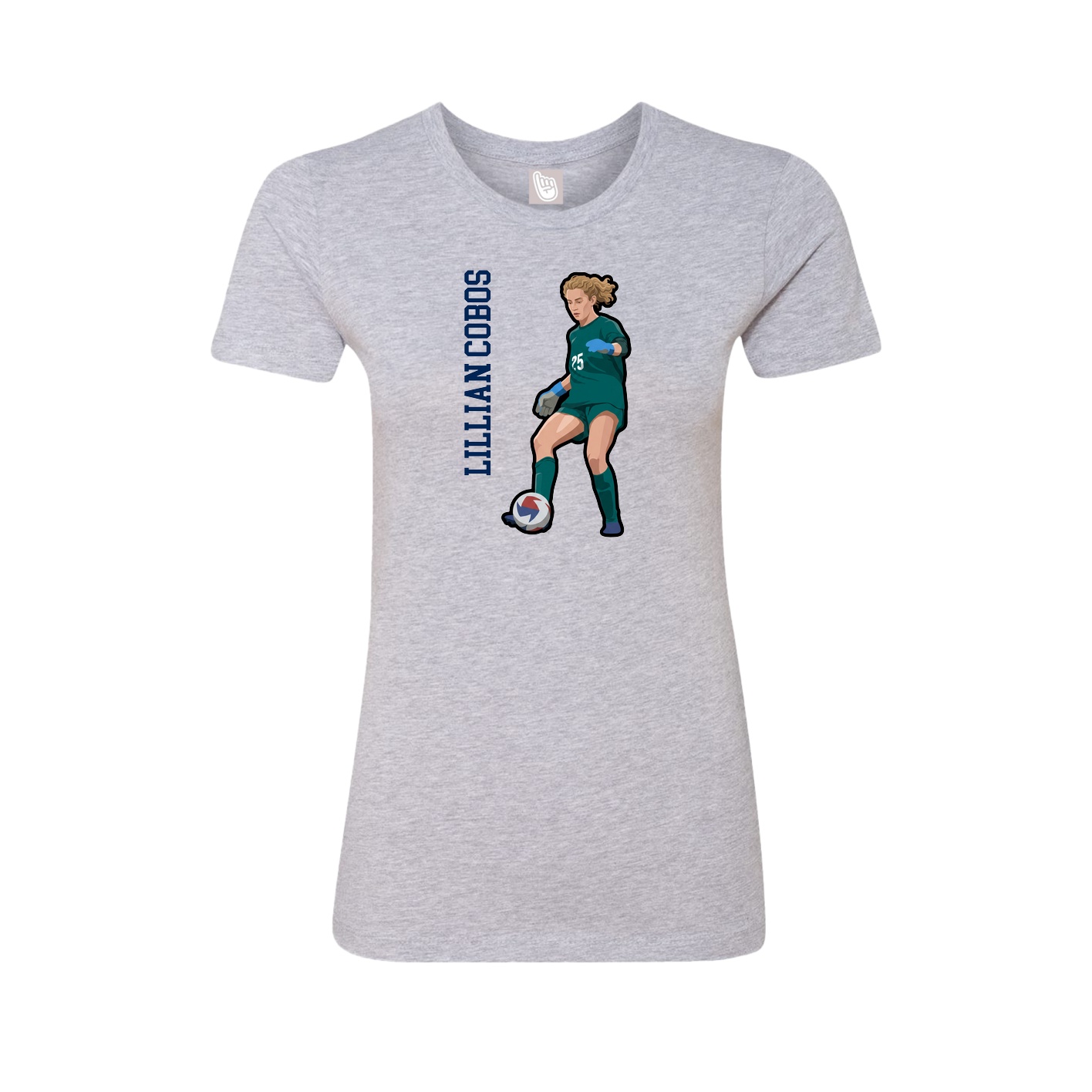 Fitted Women's Tee — Name Vertical in Grey