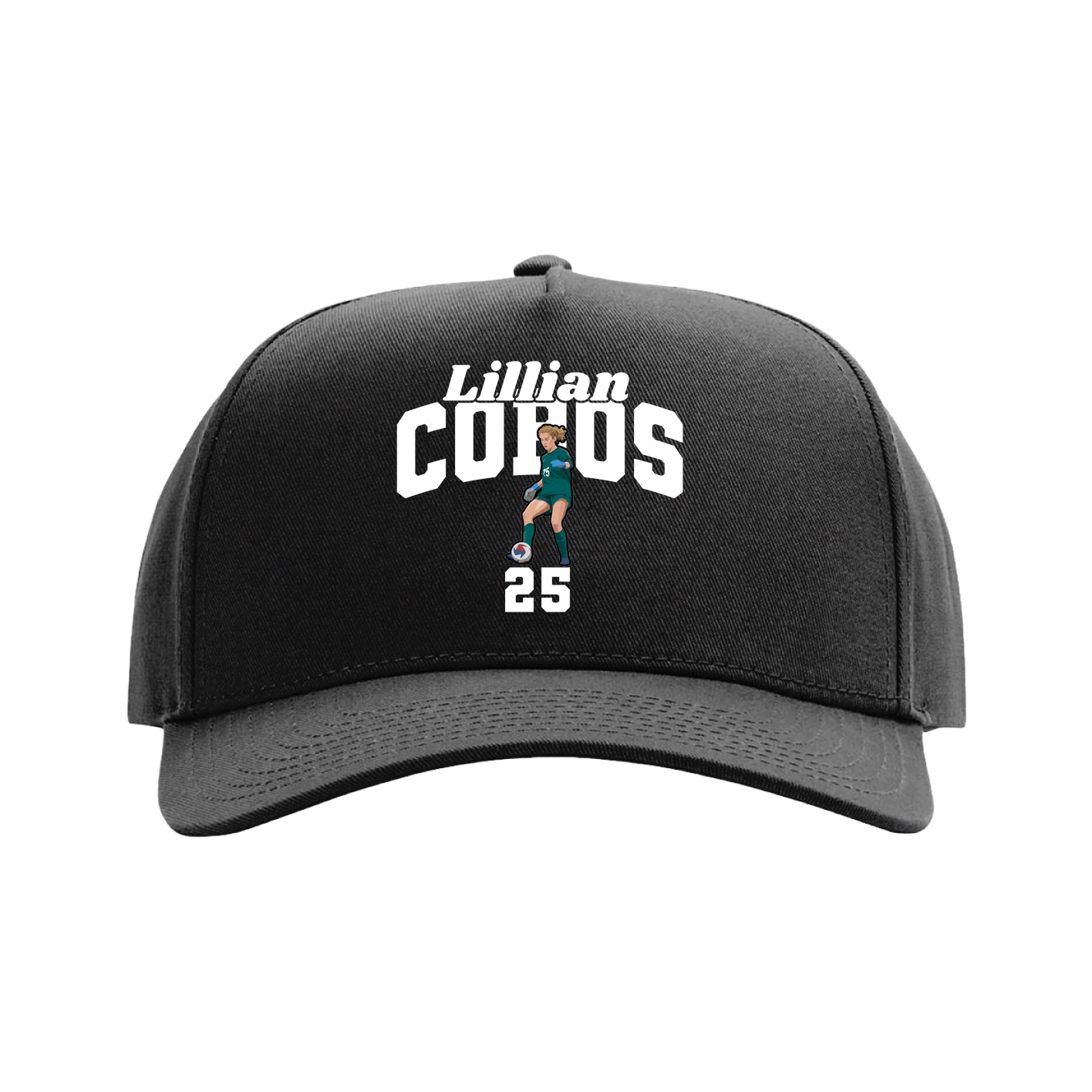 Full Fabric Five-Panel Champ Cap — Signature Arch in Black