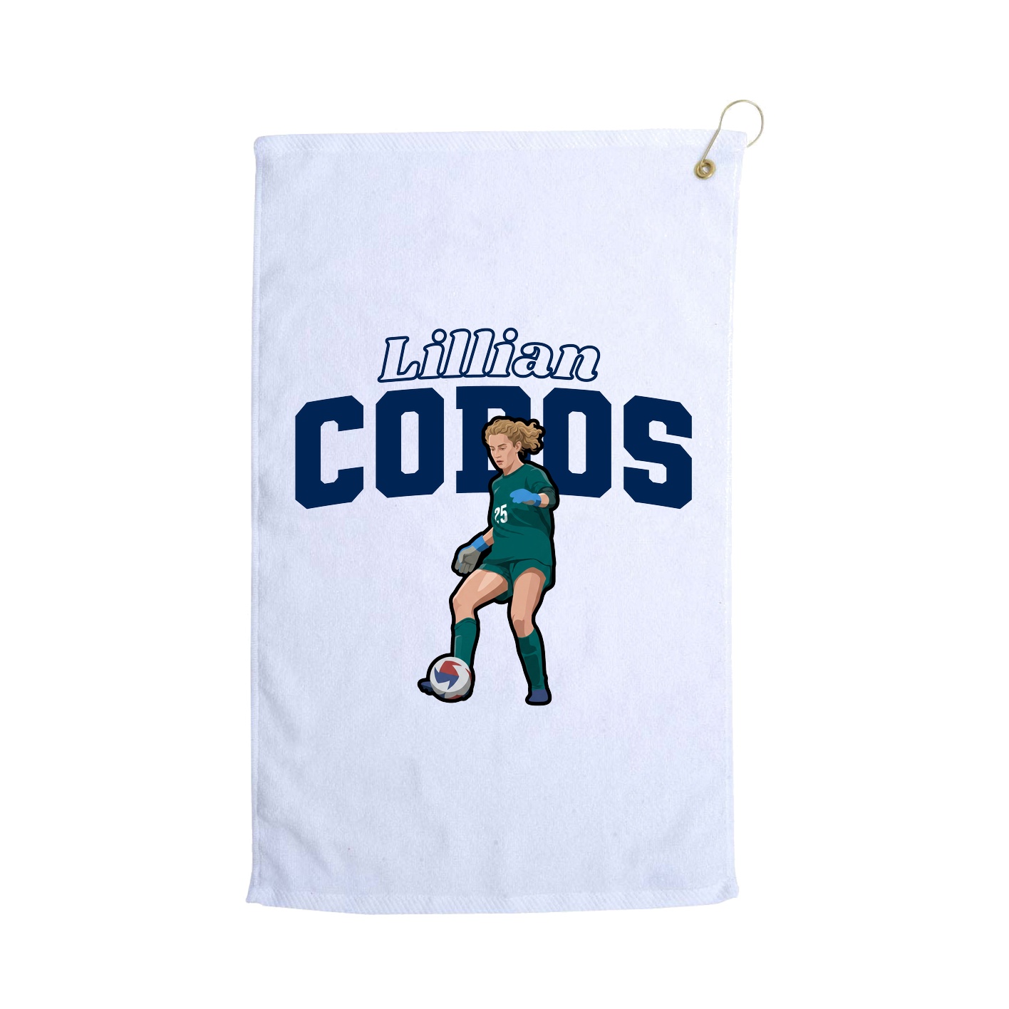 Golf Towel — Name Arch in White