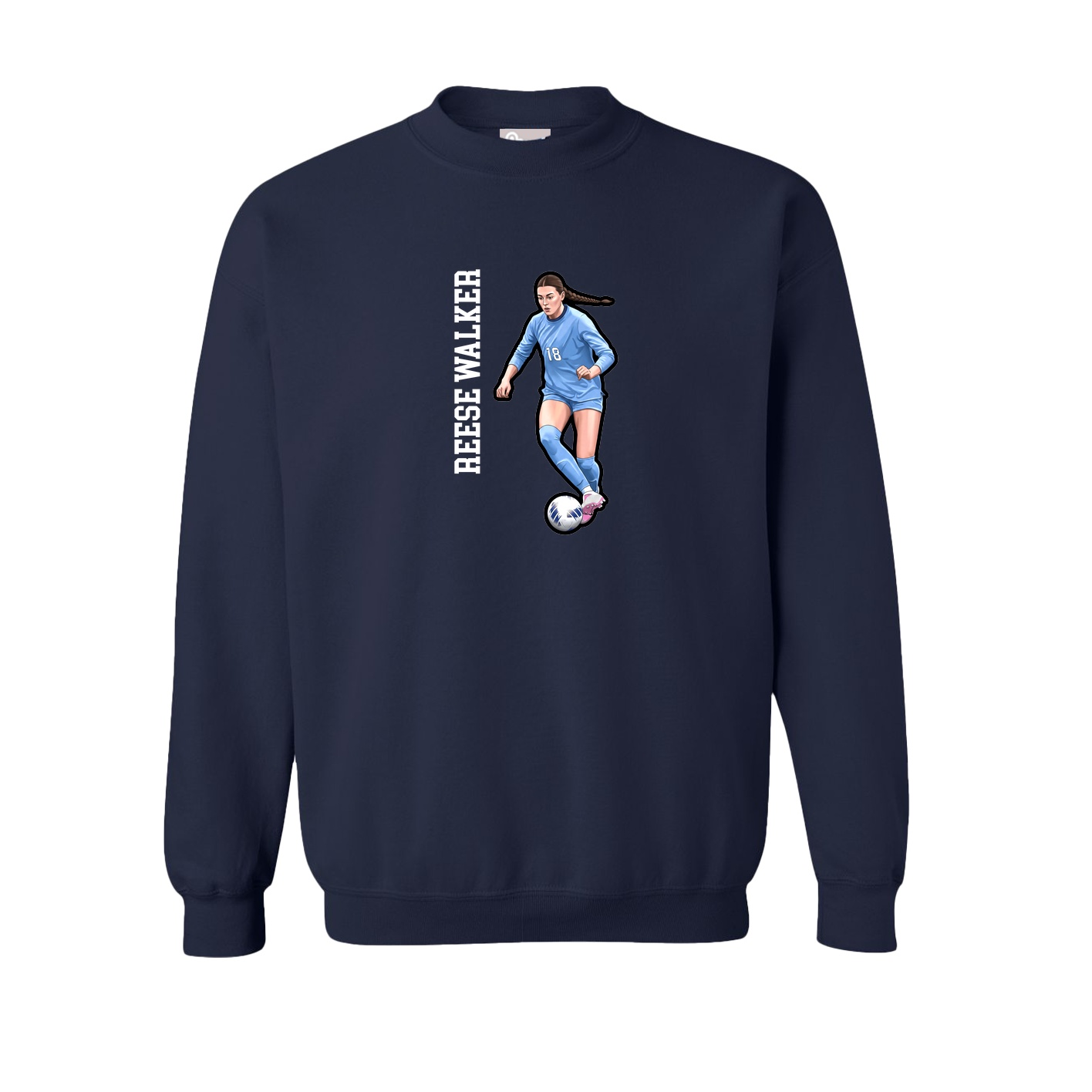 Fleece Crew — Name Vertical in Navy