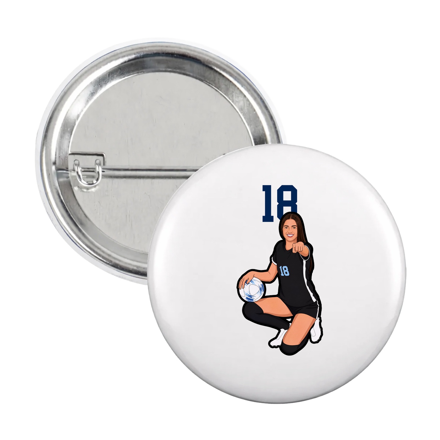 Game Day Button — Number Top in White