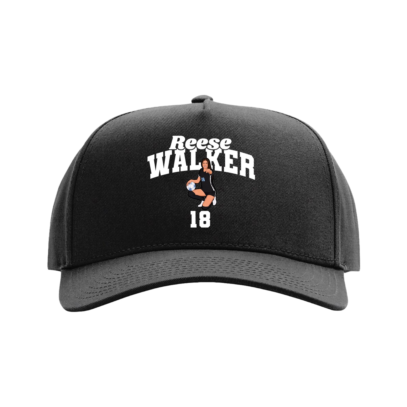 Full Fabric Five-Panel Champ Cap — Signature Arch in Black