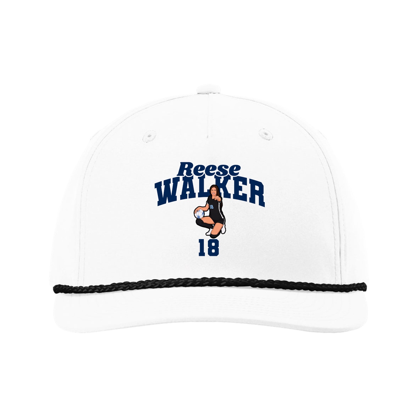 Five-Panel Classic Rope Cap — Signature Arch in White