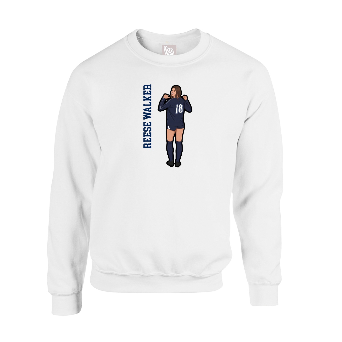 Fleece Crew — Name Vertical in White