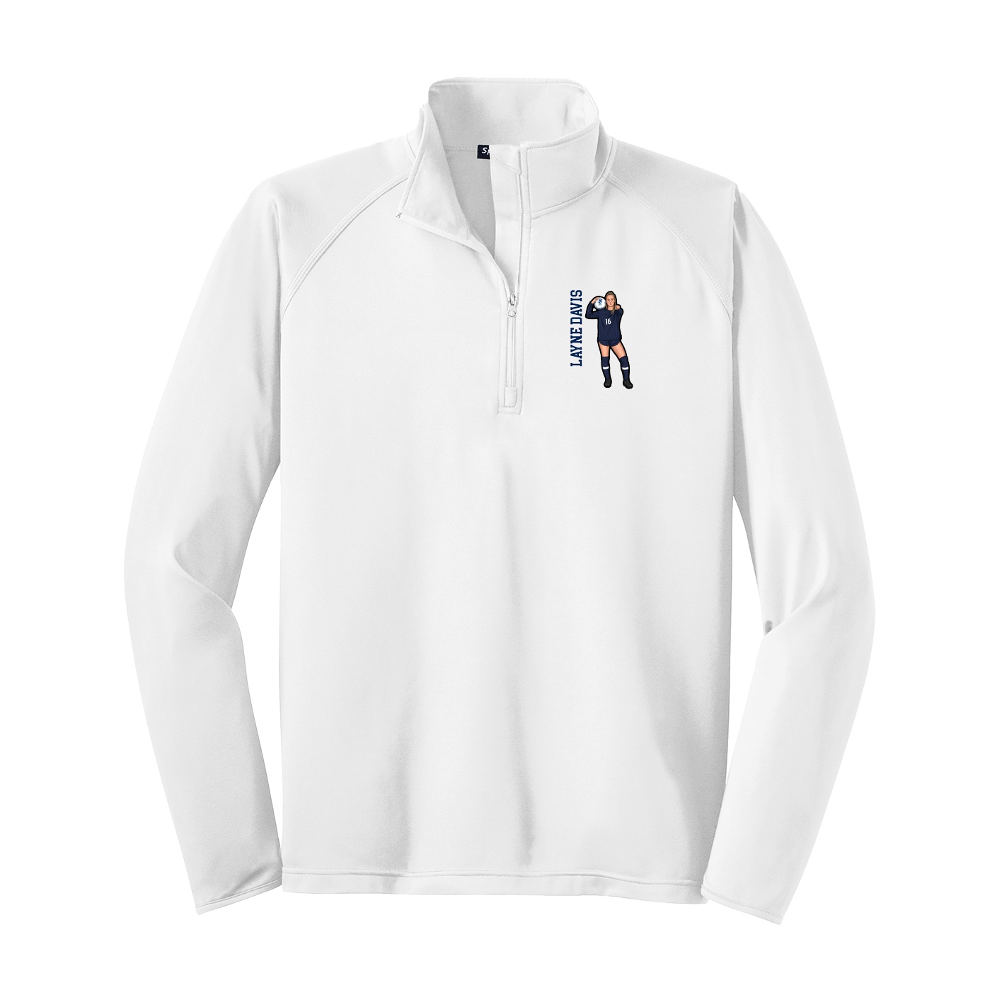 Q-Zip Pullover — Name Vertical in White
