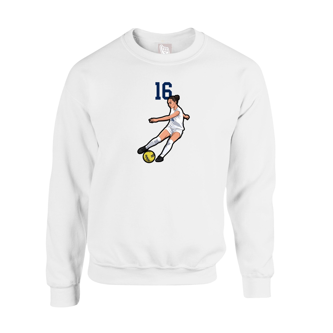 Fleece Crew — Number Top in White