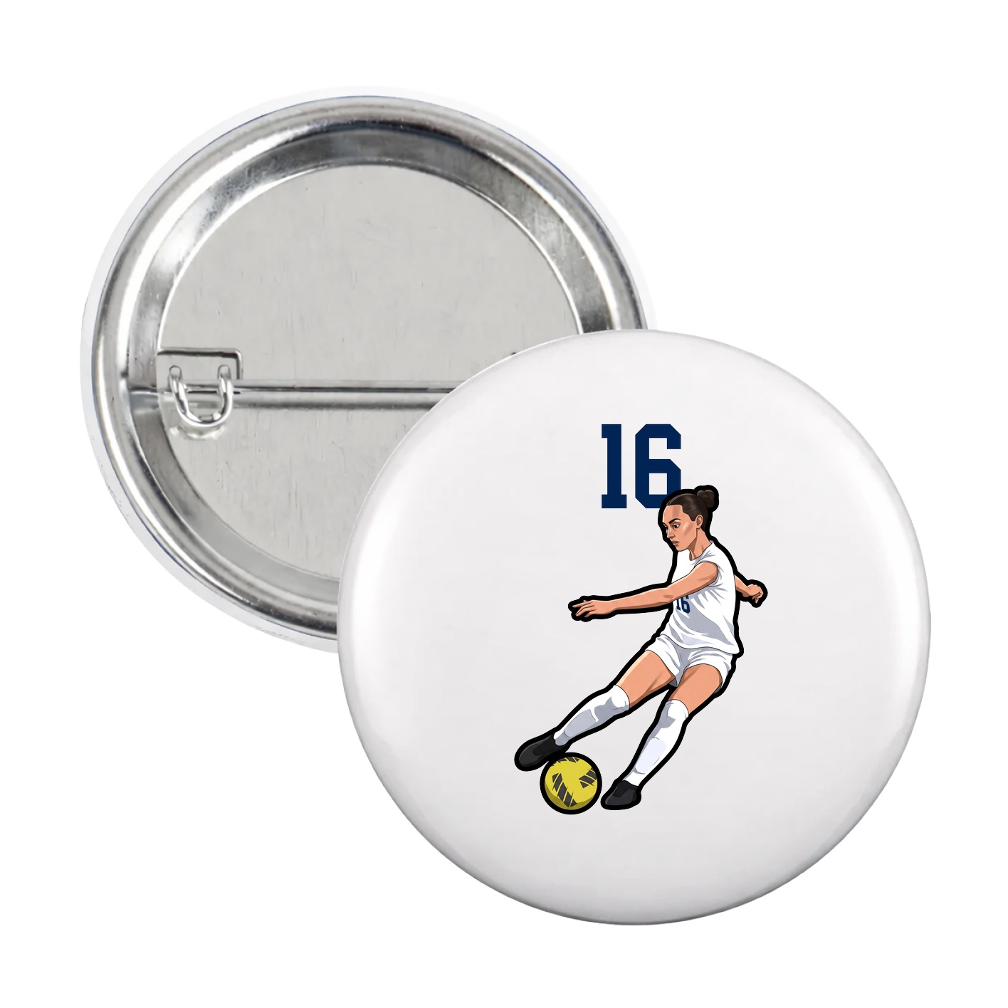 Game Day Button — Number Top in White
