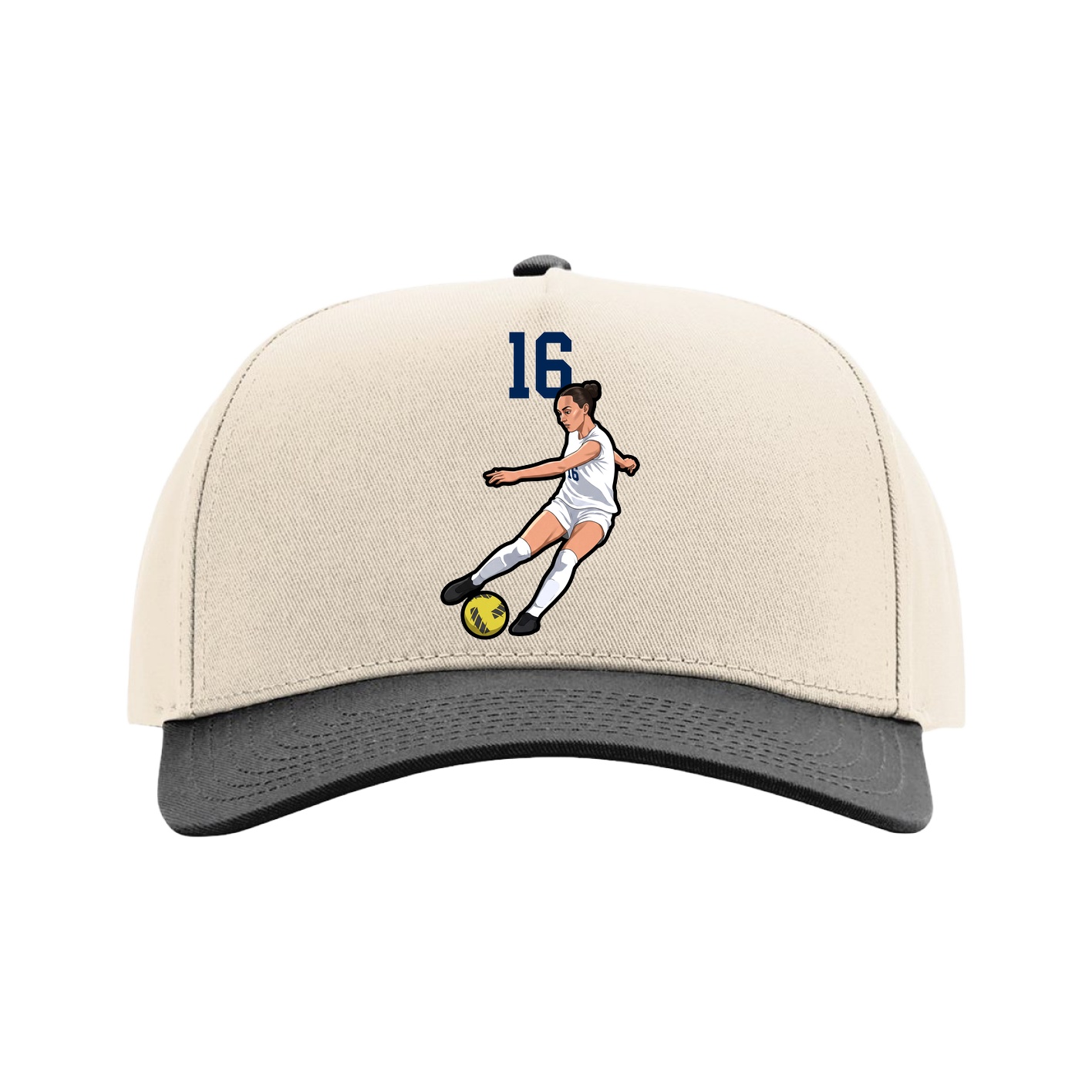 Full Fabric Five-Panel Champ Cap — Number Top in Cream/Black