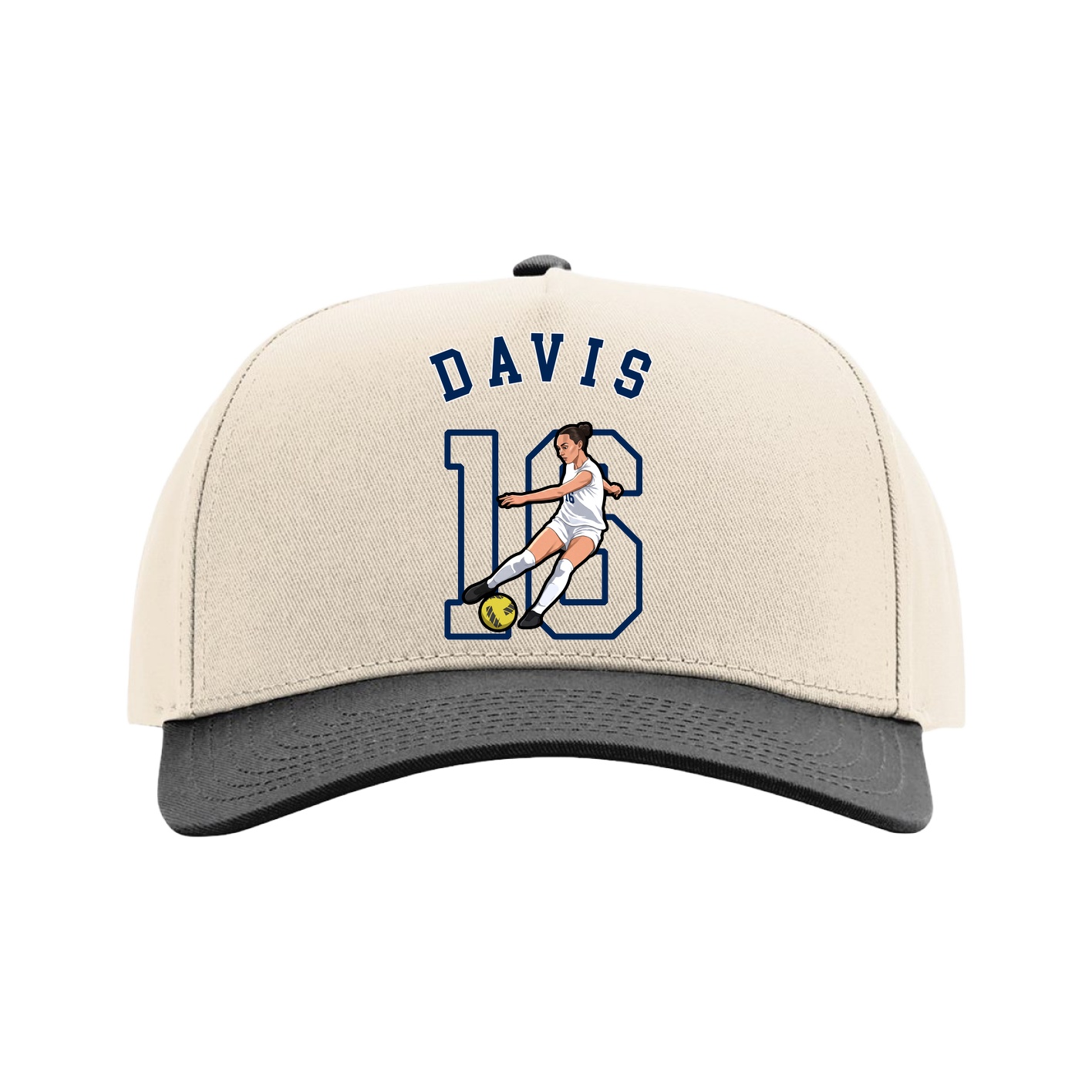 Full Fabric Five-Panel Champ Cap — Shirsey Arch in Cream/Black
