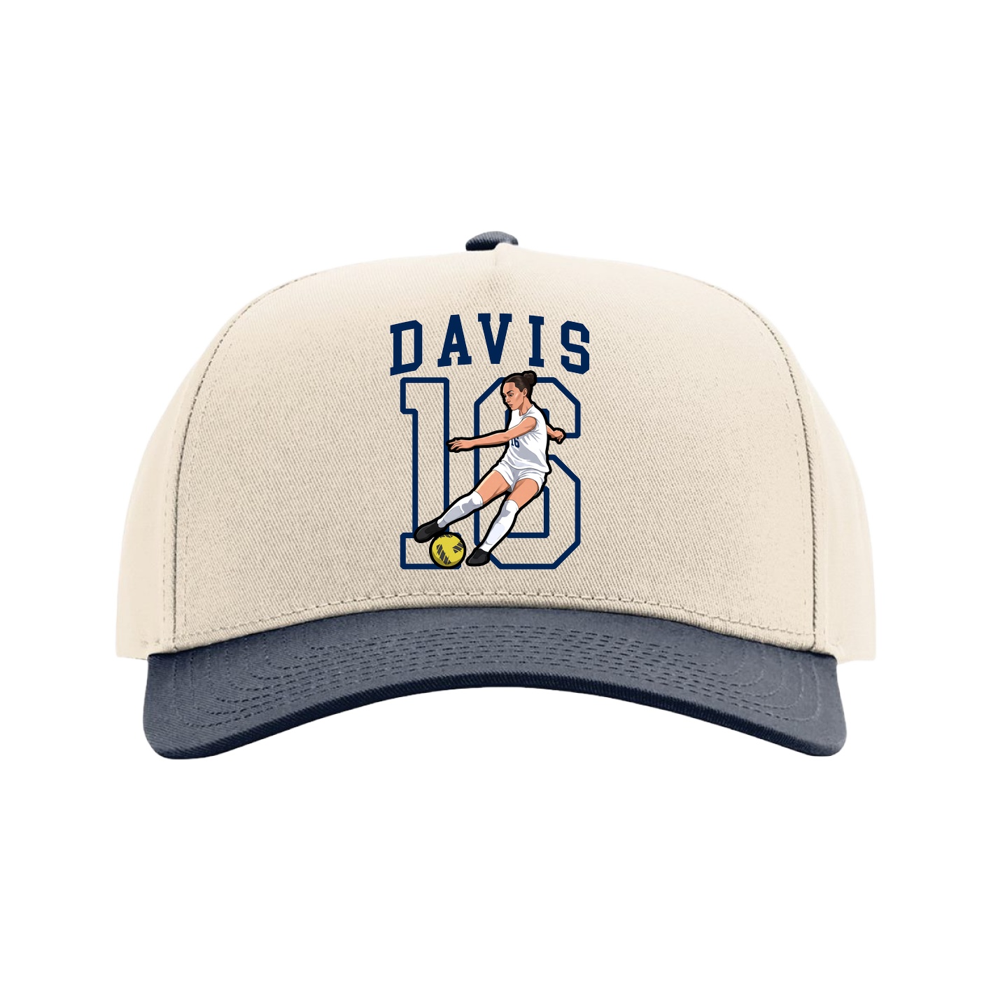 Full Fabric Five-Panel Champ Cap — Shirsey in Cream/Navy