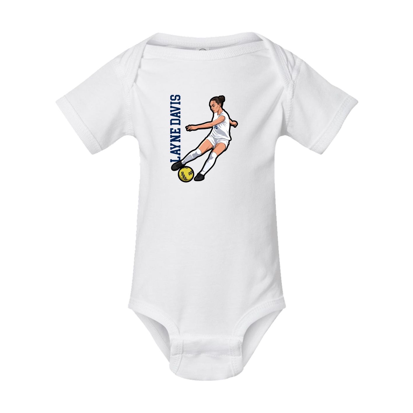 Baby Onesie — Name Vertical in White