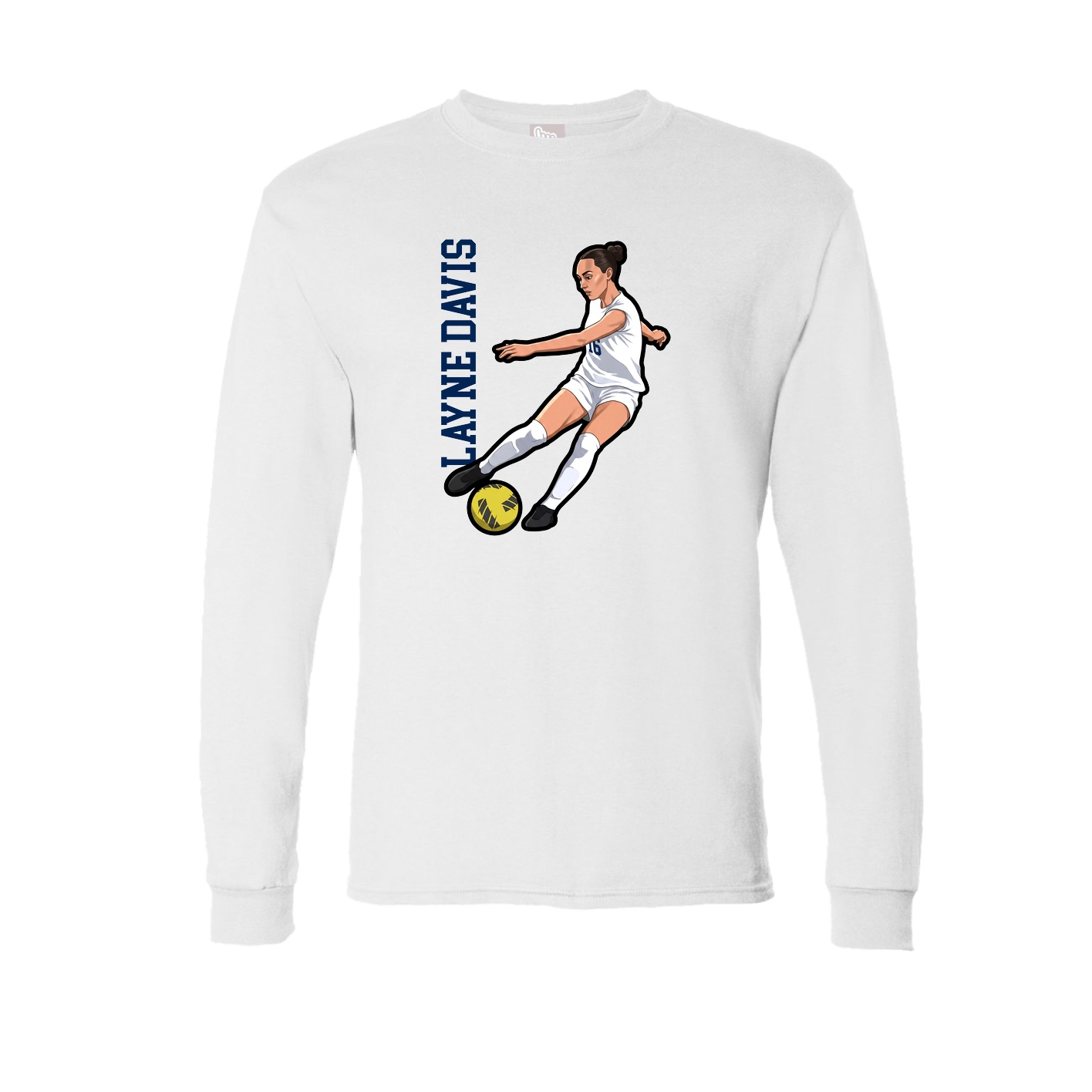 Long Sleeve Tee — Name Vertical in White
