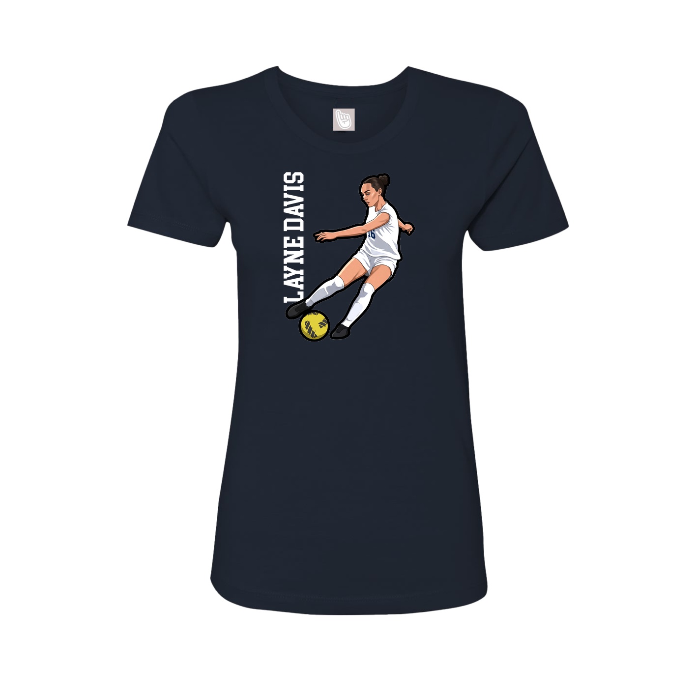Womens Tee — Name Vertical in Navy