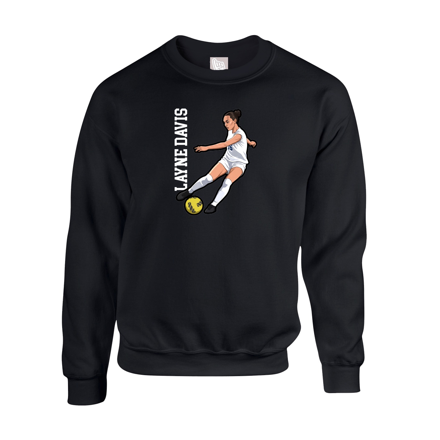 Fleece Crew — Name Vertical in Black
