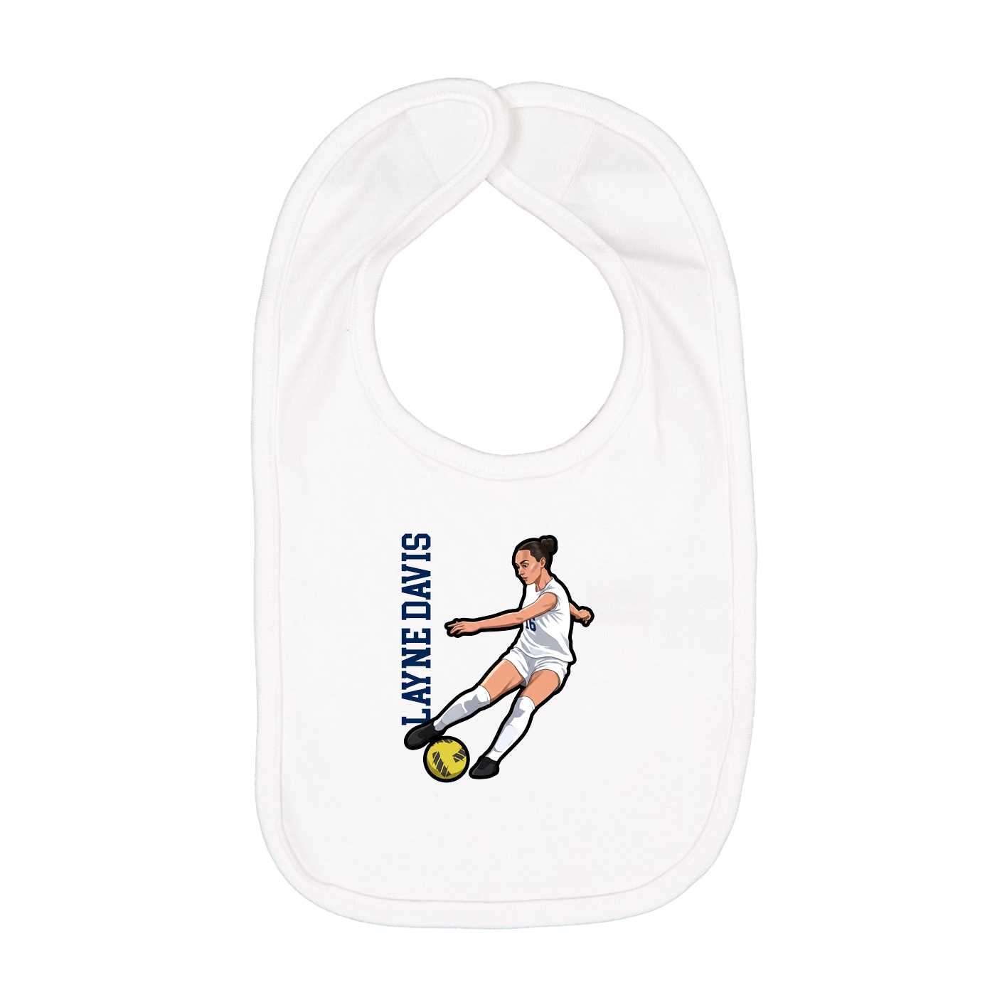 Infant Bib — Name Vertical in White