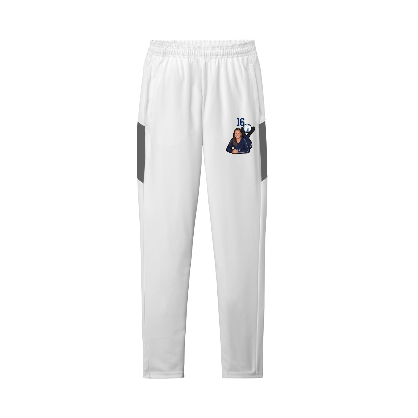 Team Travel Pant — Number Top in White/Grey