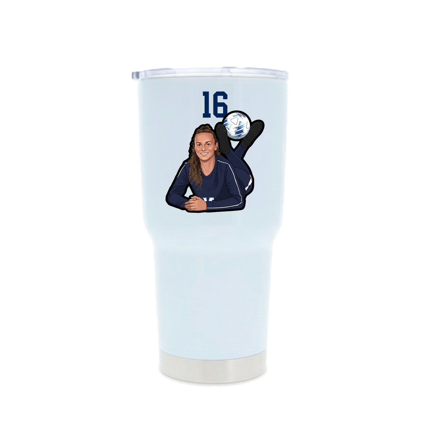 30oz Stainless Steel Tumbler — Number Top in White