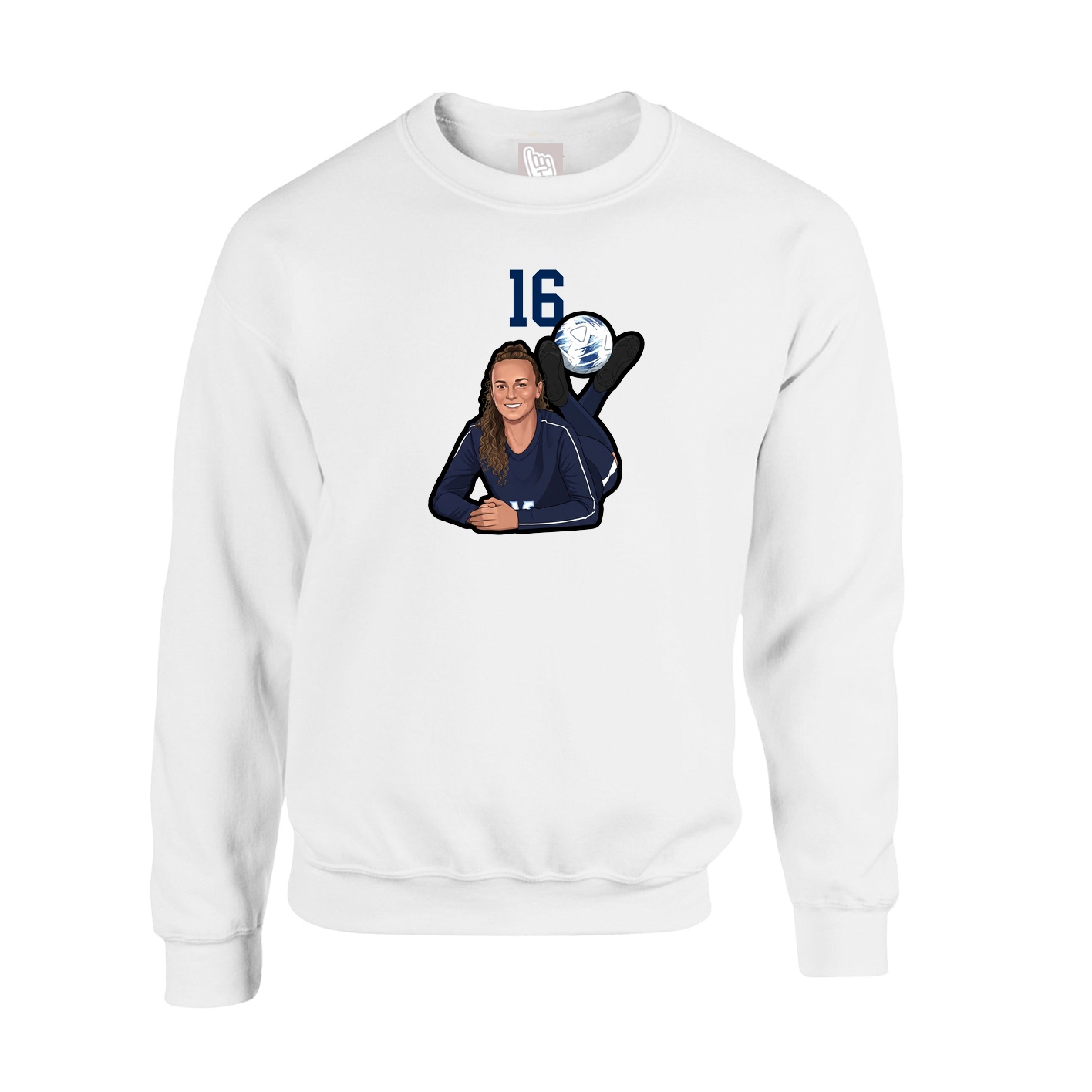 Fleece Crew — Number Top in White