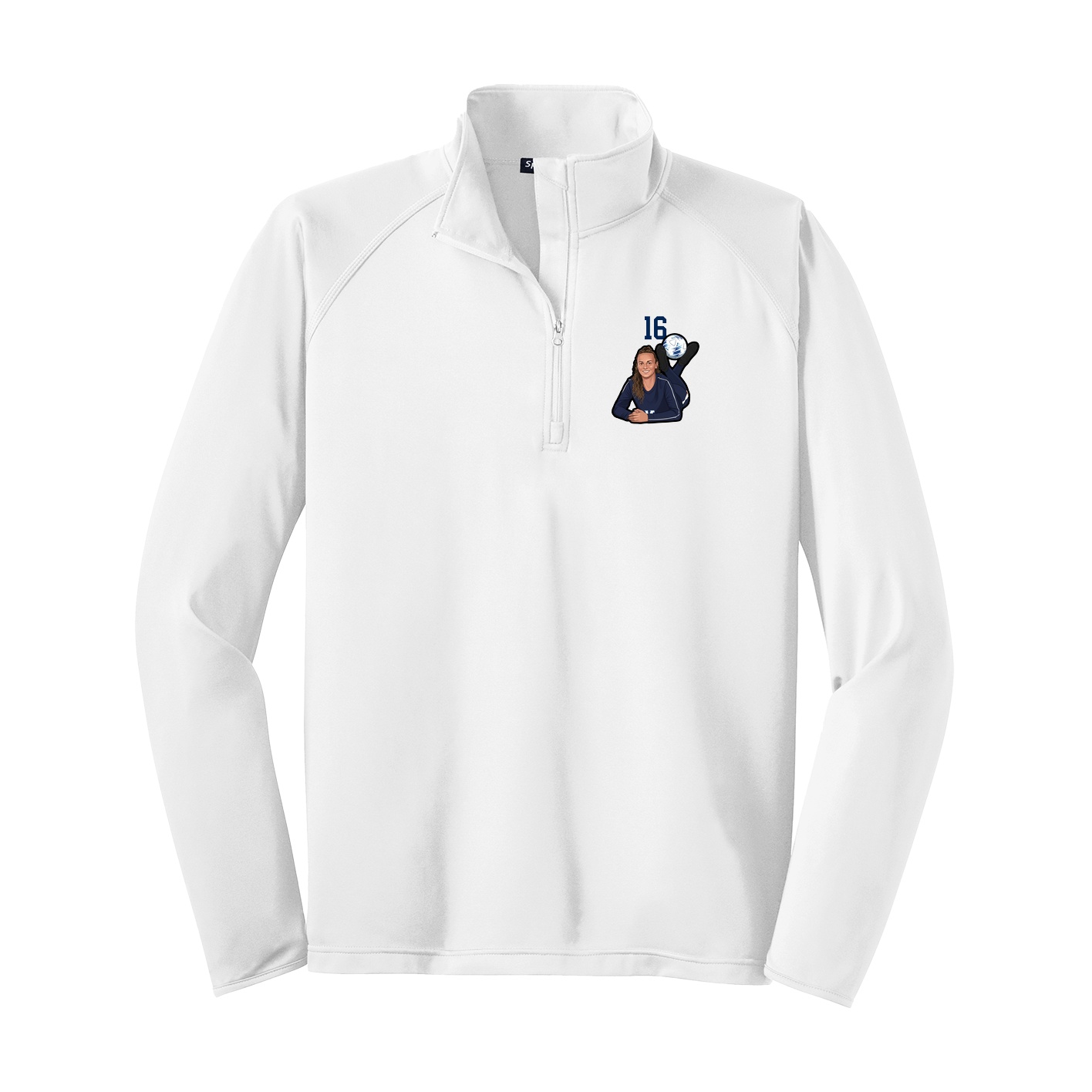 Q-Zip Pullover — Number Top in White